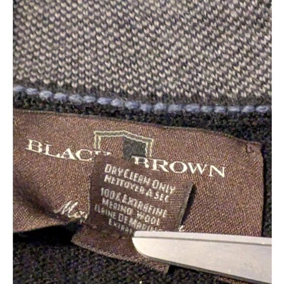 Black Brown Made in Italy 100% Extra Fine Merino Wool Quarter Zip Sweater Mens L - Picture 4 of 10